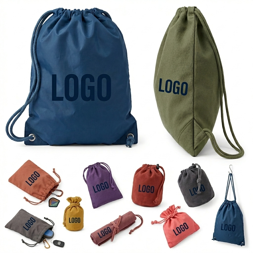 Multi-Purpose Drawstring Backpack Set (Assorted Colors & Materials)