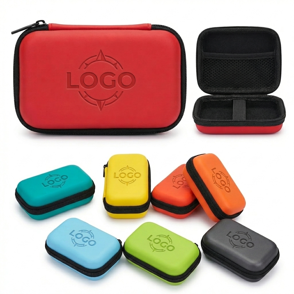 Compact Rectangular Headset Pouch with Cable Organizer and Multi-Compartment Storage