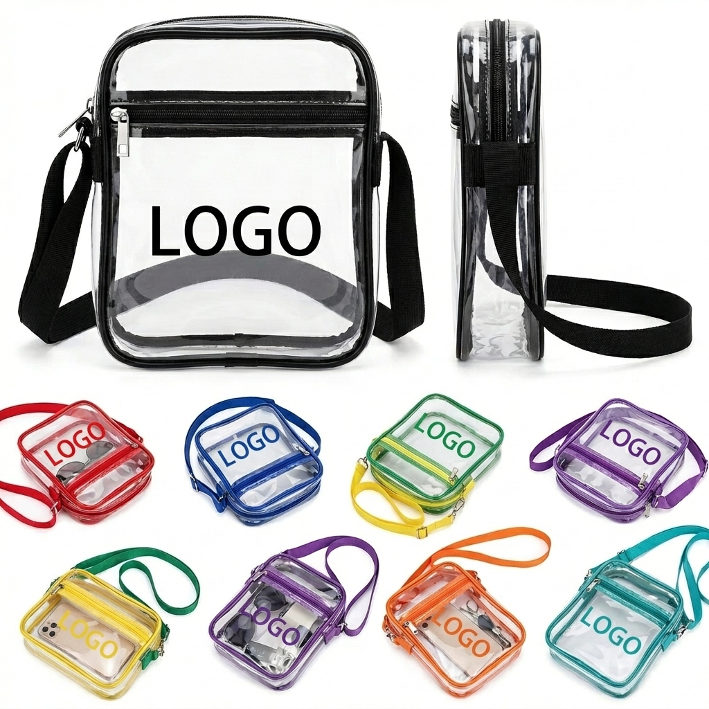 Stadium-Compliant See-Through PVC Shoulder Bag, Easy to Clean & Durable