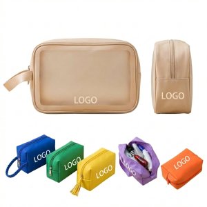 Matte & Translucent PU PVC Travel Cosmetic Pouch - Waterproof & Lightweight