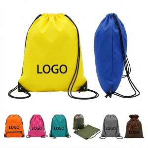 Durable Polyester Drawstring Gym Bag with PU Leather Corners and Dual Straps