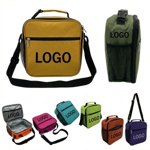 Insulated Oxford Fabric Lunch Cooler Tote with Front Pocket